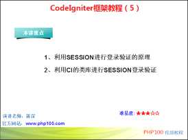 视频教程 - 中文视频：PHP100 - CodeIgniter框架教程（5） 